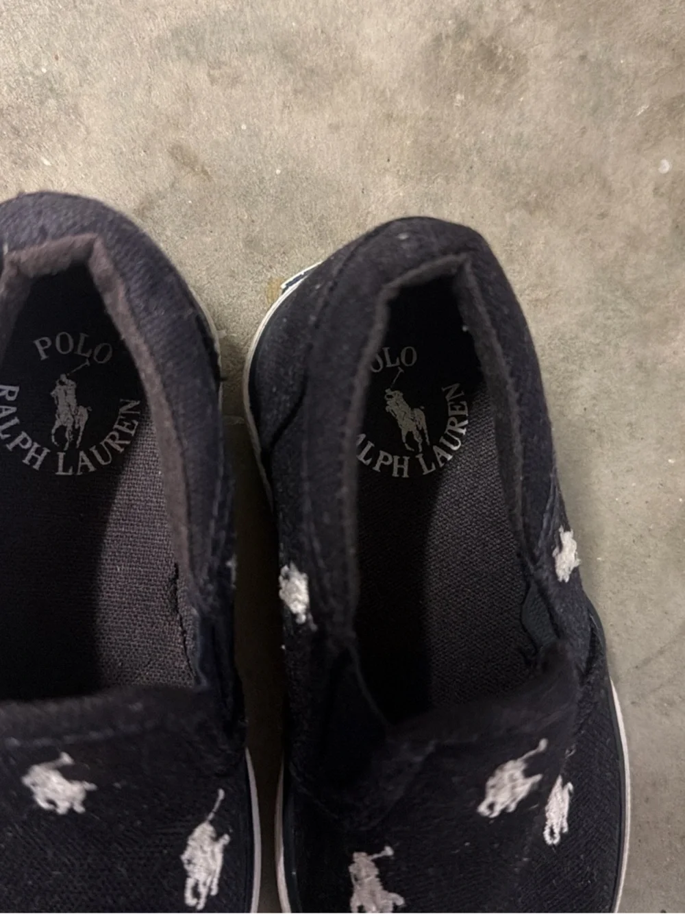 Polo by Ralph Lauren Toddler Black Canvas Slip-On Sneakers with White Polo Logos
